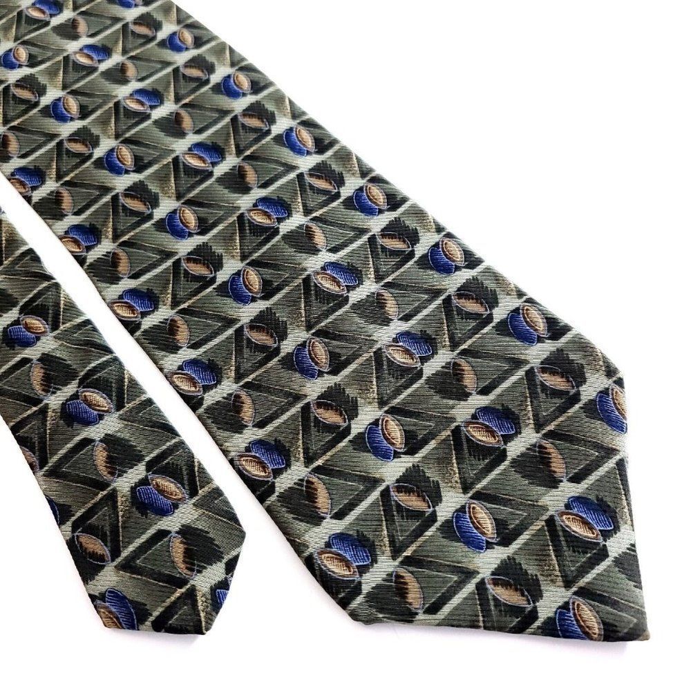 Croft & Barrow Green Print Geometric Wide Silk Tie